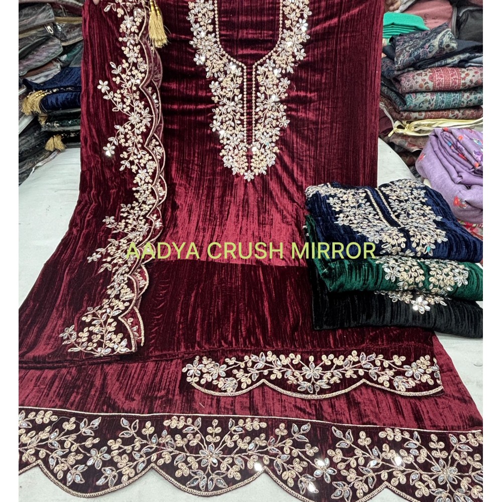 AADYA CRUSH MIRROR VELVETE VIRAL DESIGN (Winter Collection)