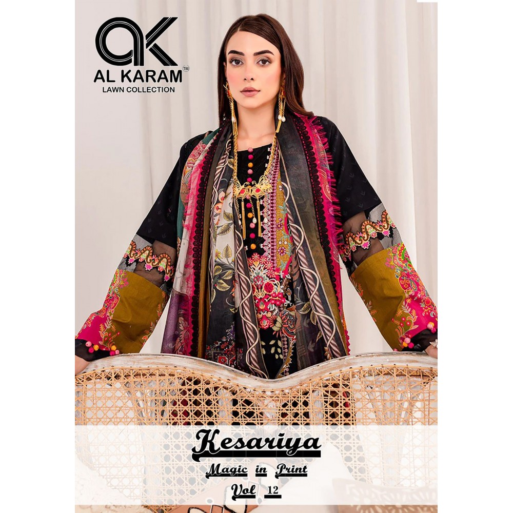 AL KARAM VOL 12 KESARIYA  (Cotton Dupatta)