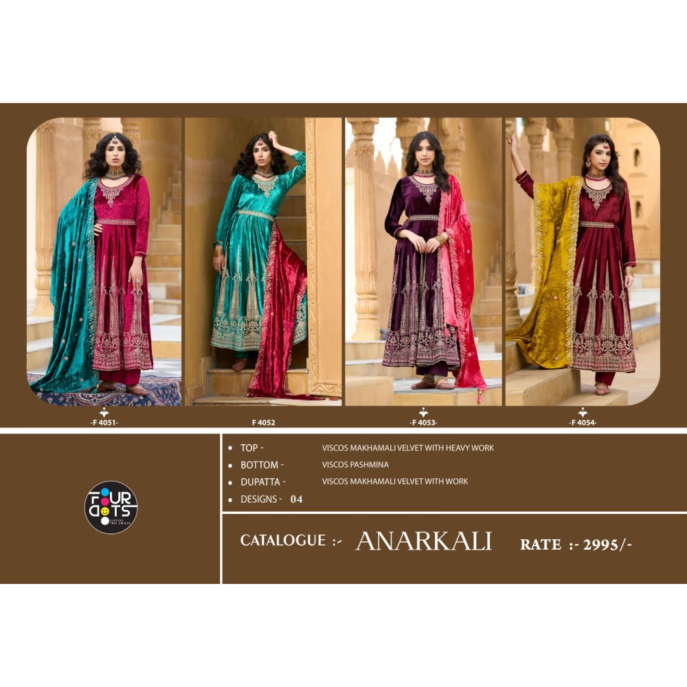 ANARKALI MAKHMAL VELVET FOURDOTS (winter Collection)