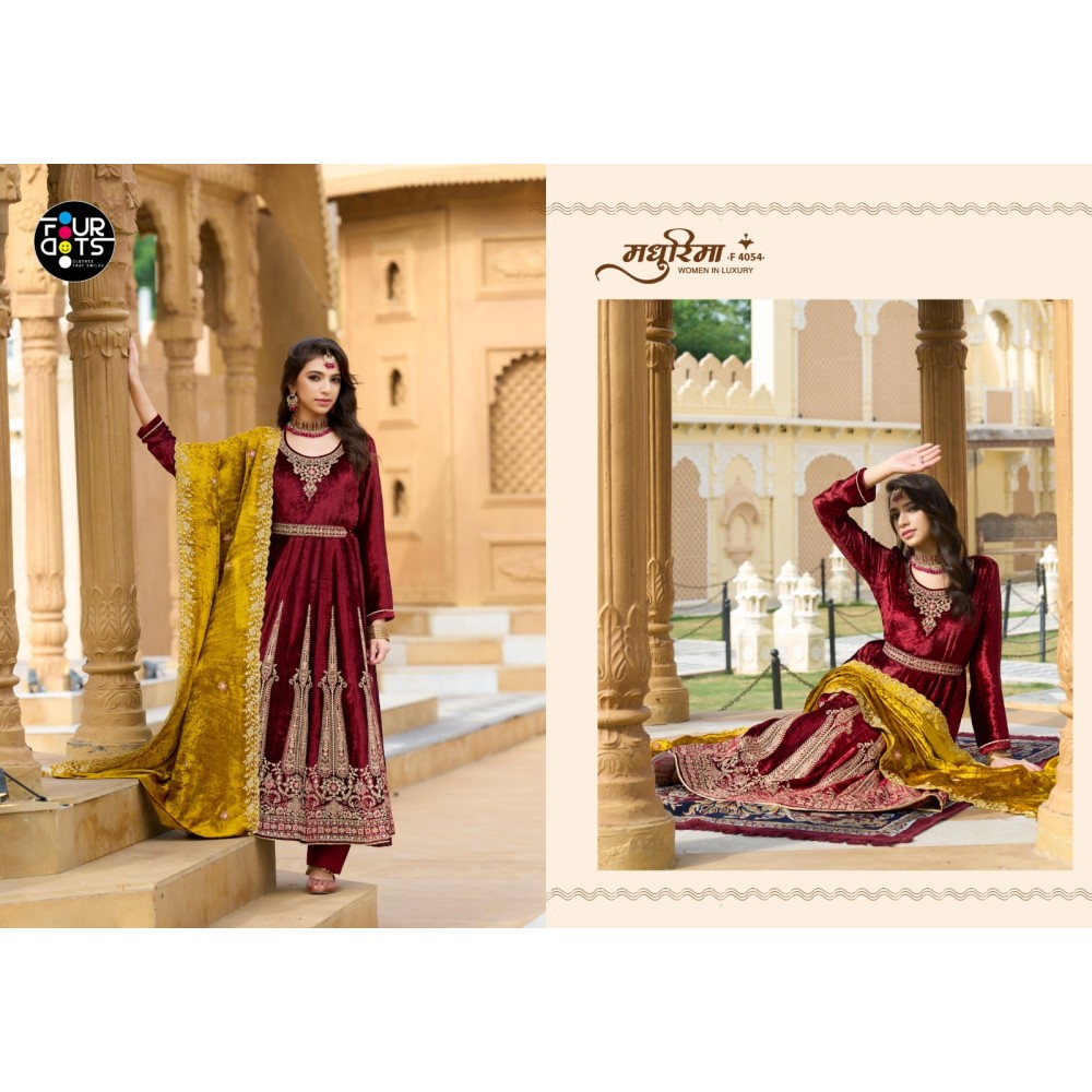 ANARKALI MAKHMAL VELVET FOURDOTS (winter Collection)