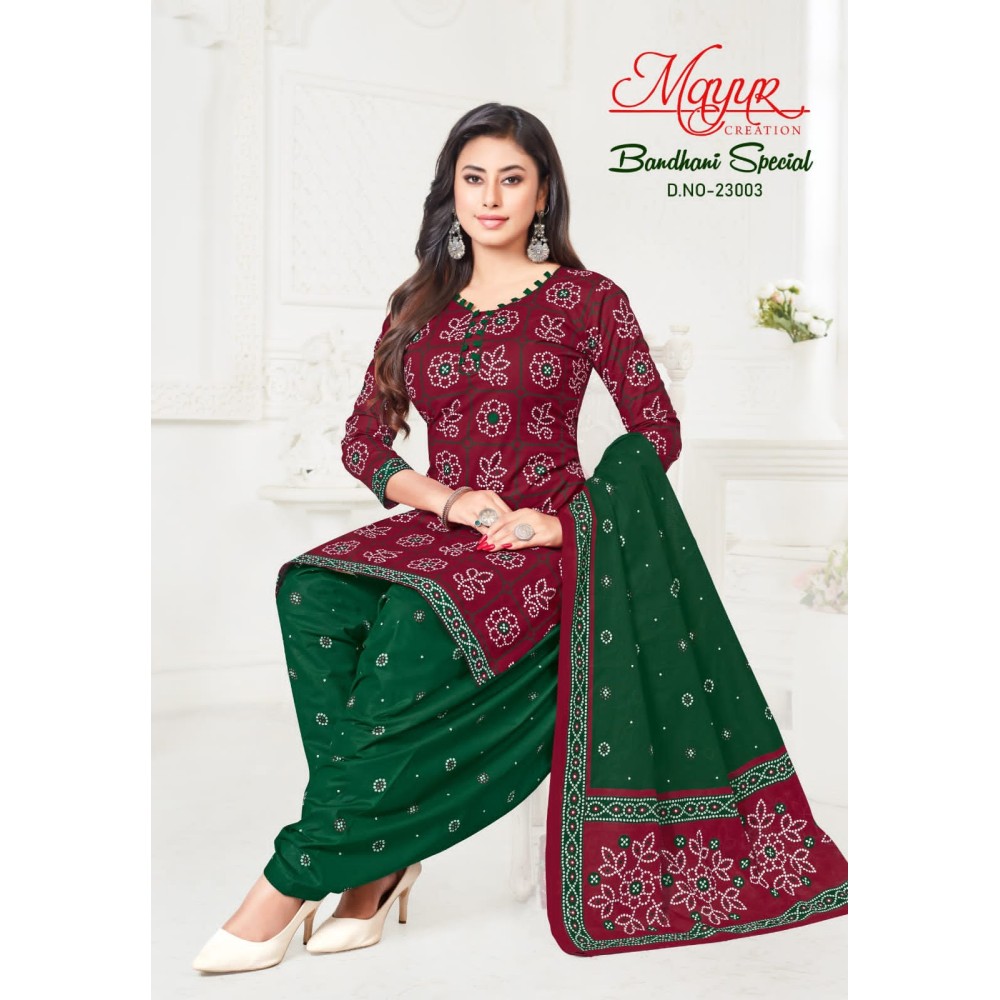 BANDHANI SPECIAL 23 MAYUR (Cotton Dupatta)