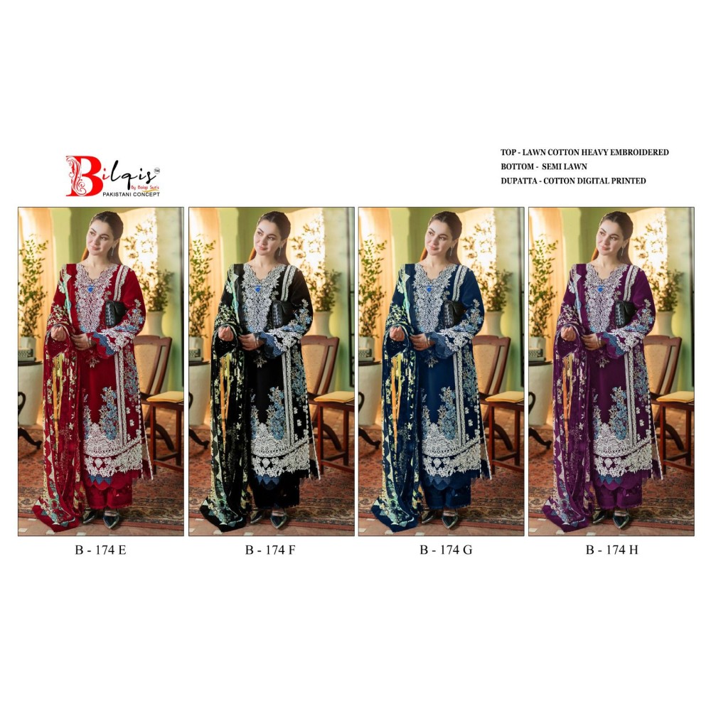 BILQIS B 174 EFGH (cotton Dupatta)