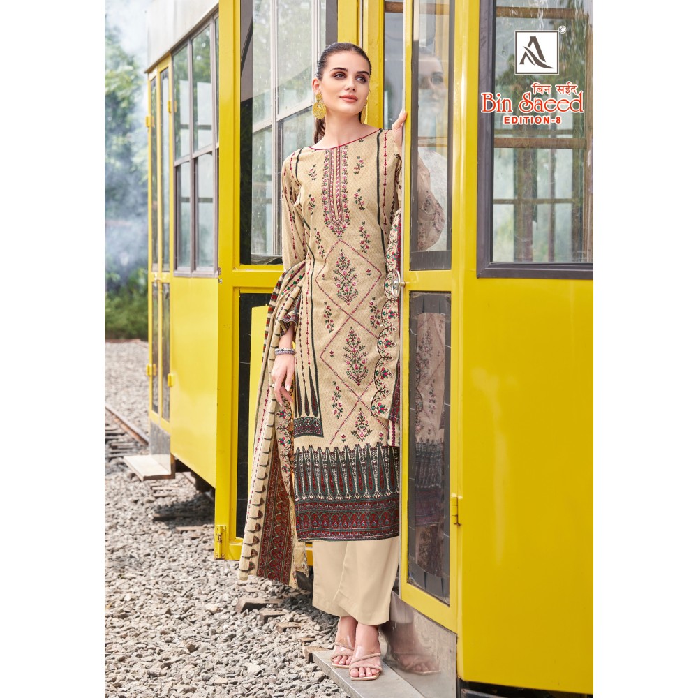 BIN SAEED 8 ALOK SUITS (Cotton Dupatta)