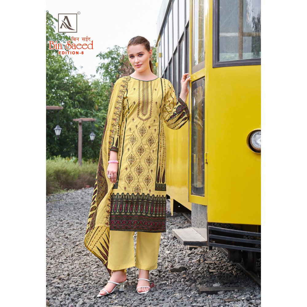 BIN SAEED 8 ALOK SUITS (Cotton Dupatta)