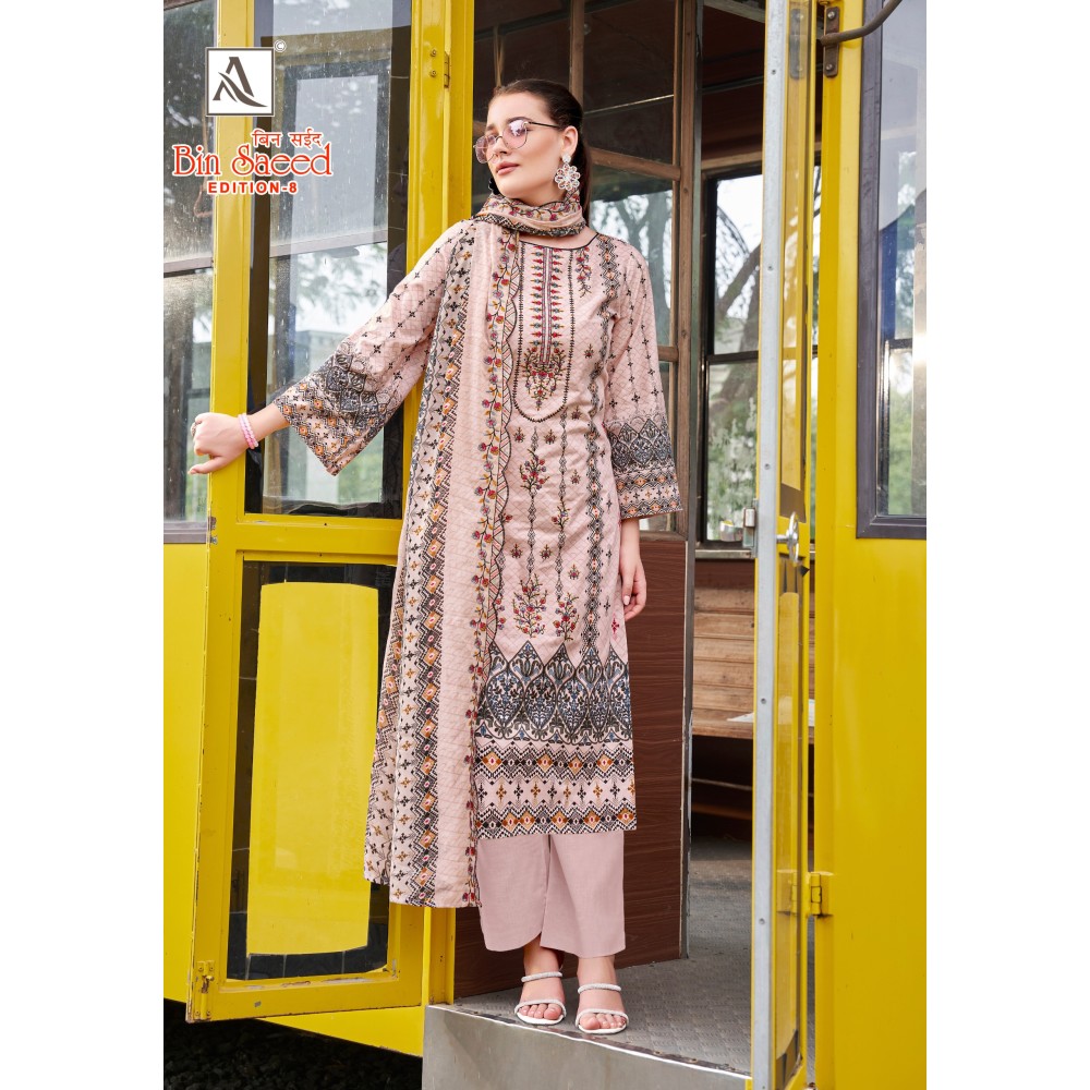 BIN SAEED 8 ALOK SUITS (Cotton Dupatta)