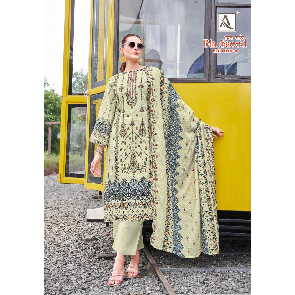 BIN SAEED 8 ALOK SUITS (Cotton Dupatta)