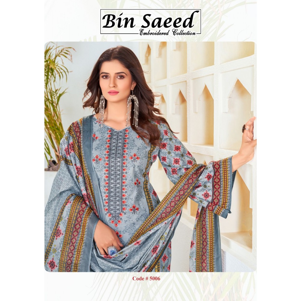 BIN SAEED EMBROIDERED COLLECTION VOL 5 GULL AAHMED (Cotton Dupatta)