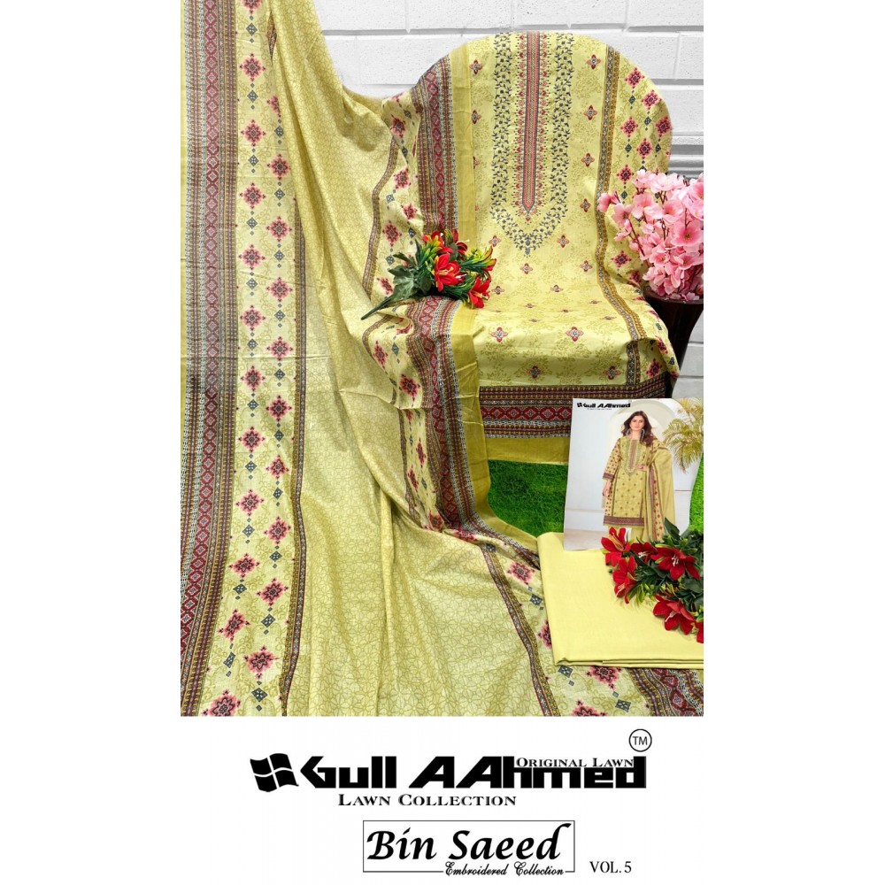 BIN SAEED EMBROIDERED COLLECTION VOL 5 GULL AAHMED (Cotton Dupatta)