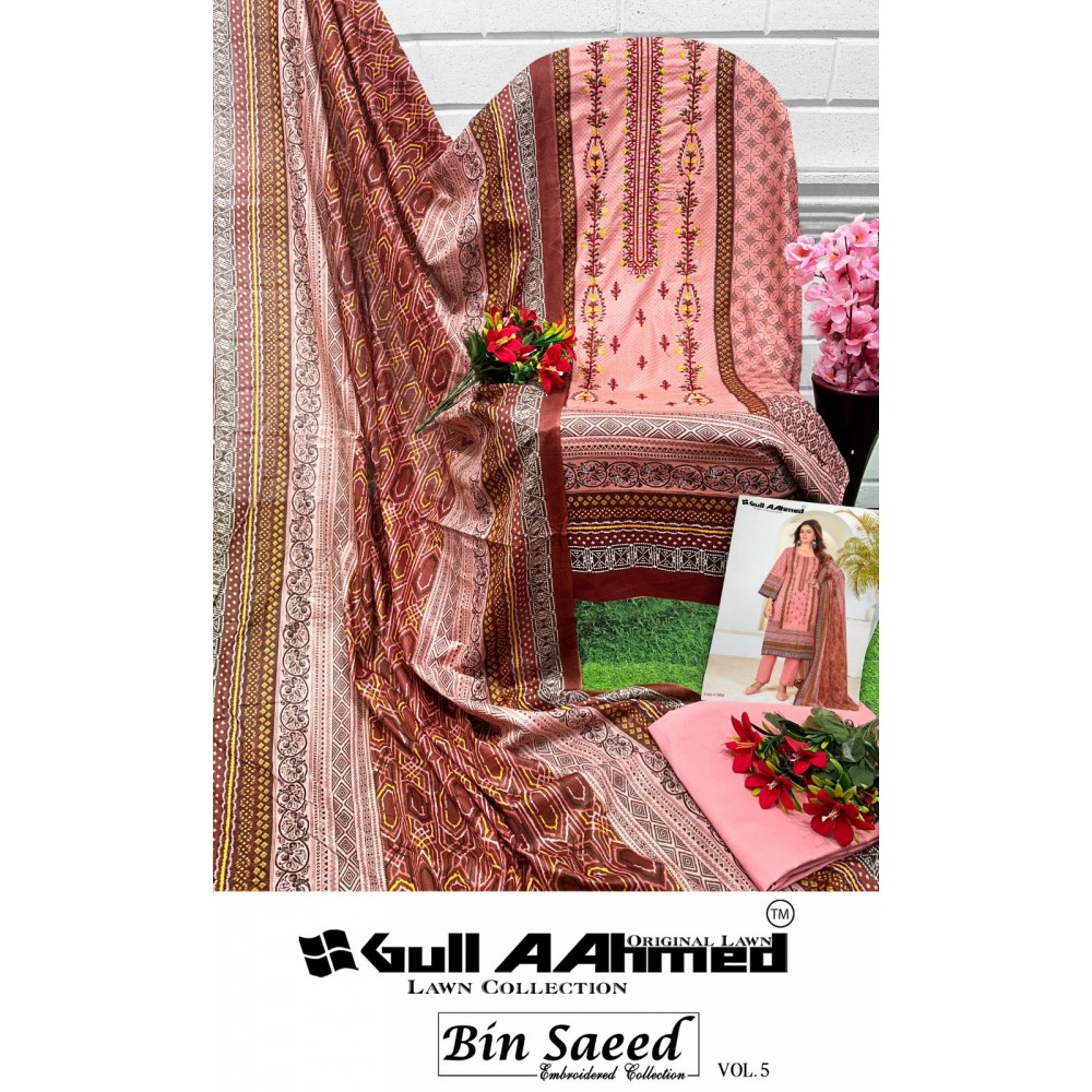 BIN SAEED EMBROIDERED COLLECTION VOL 5 GULL AAHMED (Cotton Dupatta)