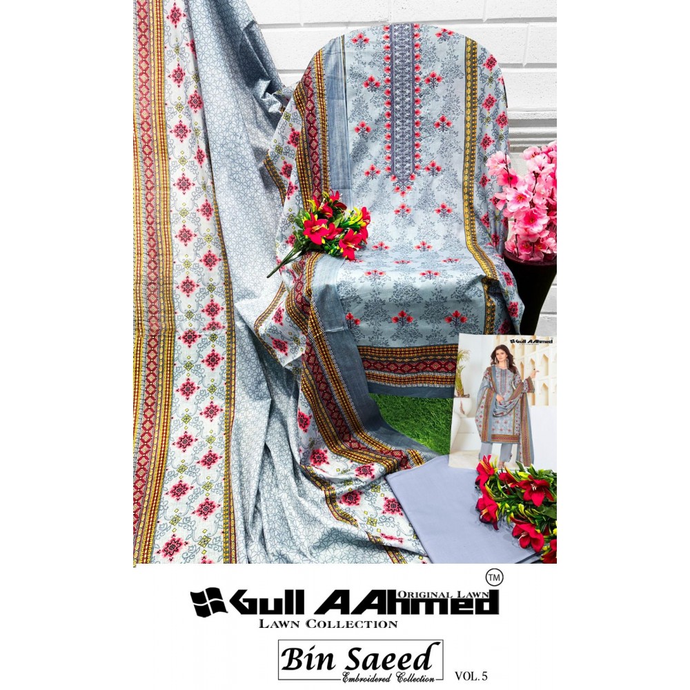 BIN SAEED EMBROIDERED COLLECTION VOL 5 GULL AAHMED (Cotton Dupatta)