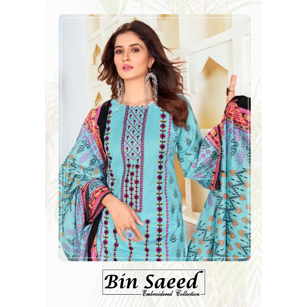 BIN SAEED EMBROIDERED COLLECTION VOL 5 GULL AAHMED (Cotton Dupatta)