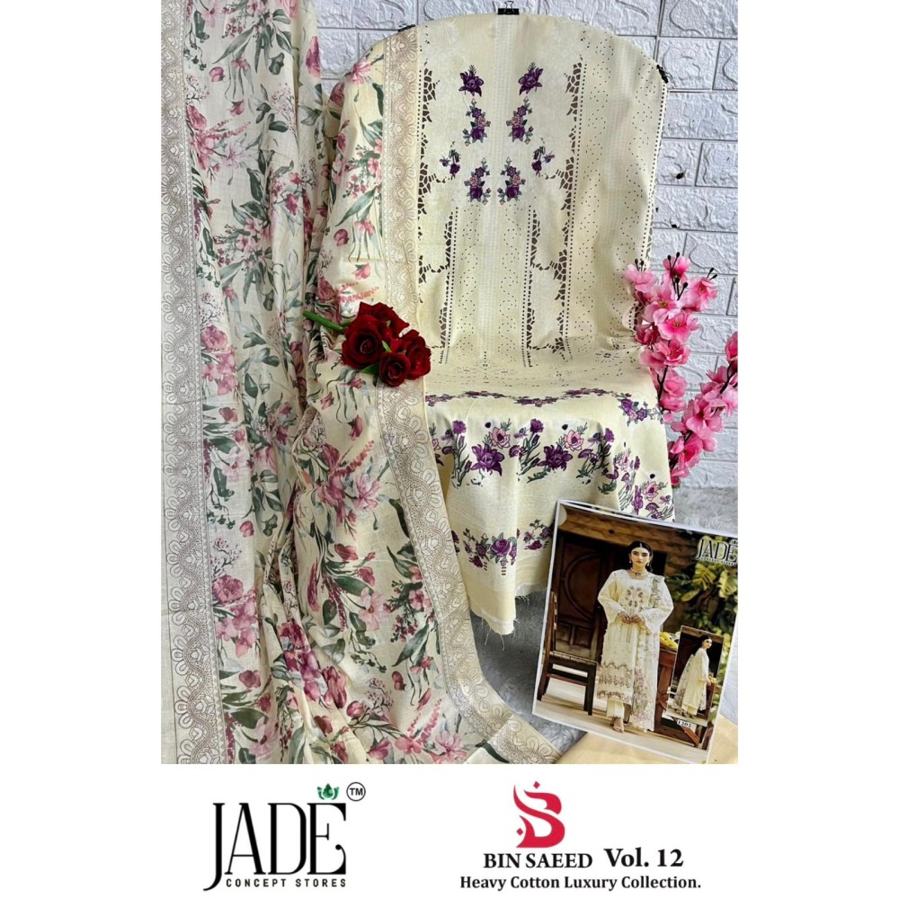 BIN SAEED HEAVY LUXURY VOL 12 JADE (Cotton Dupatta)