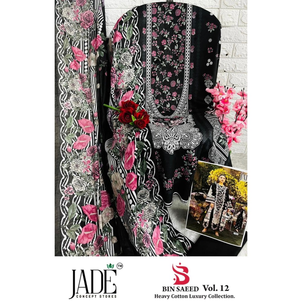 BIN SAEED HEAVY LUXURY VOL 12 JADE (Cotton Dupatta)