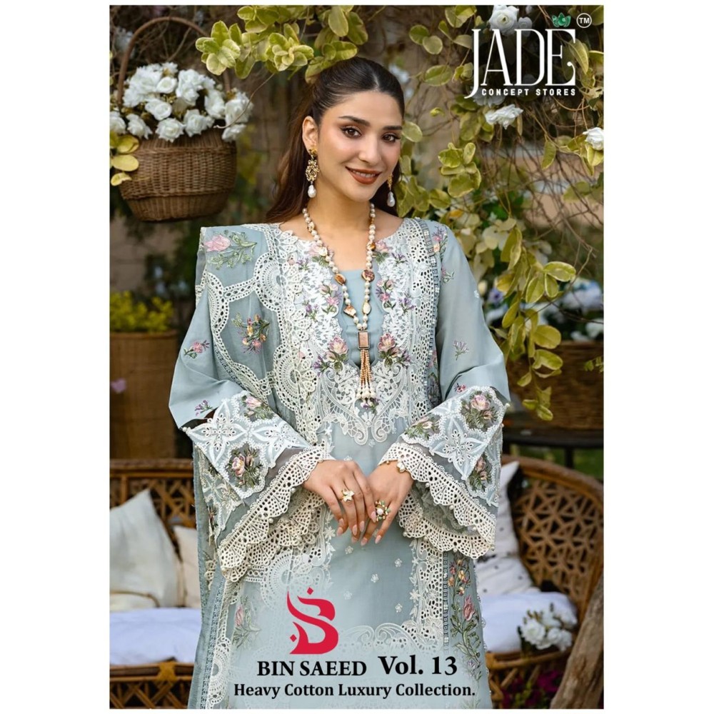 BIN SAEED HEAVY LUXURY VOL 13 JADE (Cotton Dupatta)