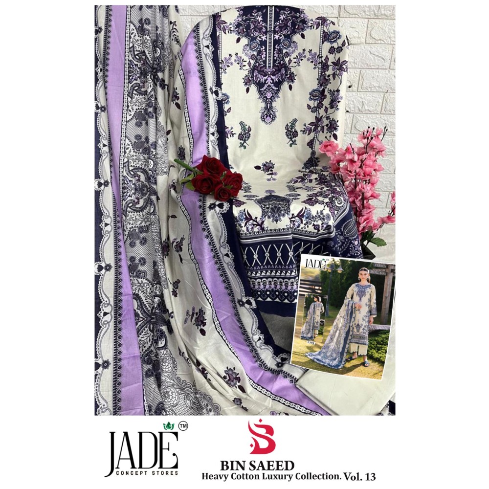 BIN SAEED HEAVY LUXURY VOL 13 JADE (Cotton Dupatta)