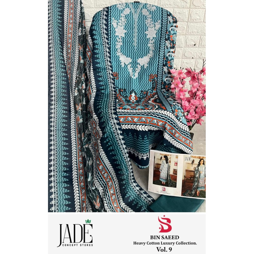 BIN SAEED HEAVY LUXURY VOL 9 JADE (Cotton Dupatta)