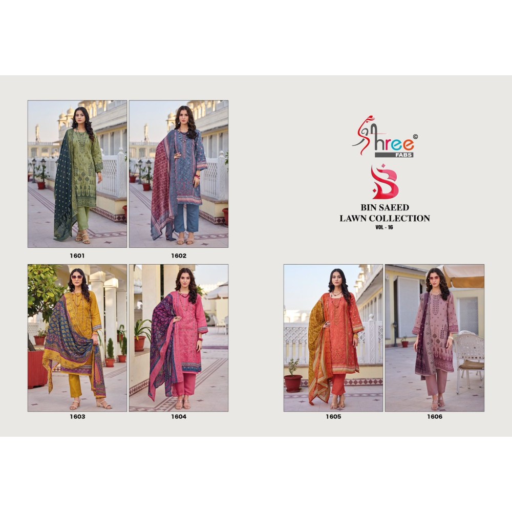 BIN SAEED LAWN COLLECTION VOL 16 SHREE  (Cotton Dupatta)