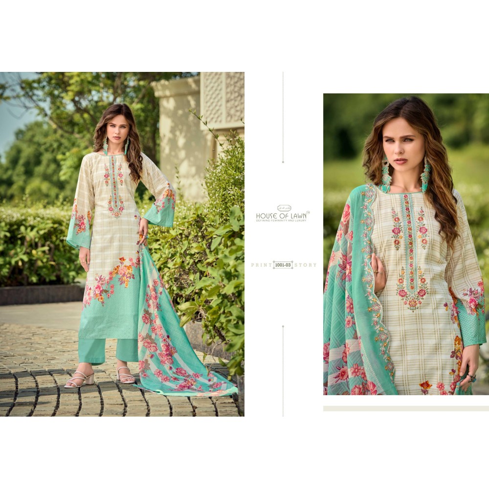 BIN SAEED TOP DUP WORK COLLECTION HOUSE OF LAWN (cotton dupatta)