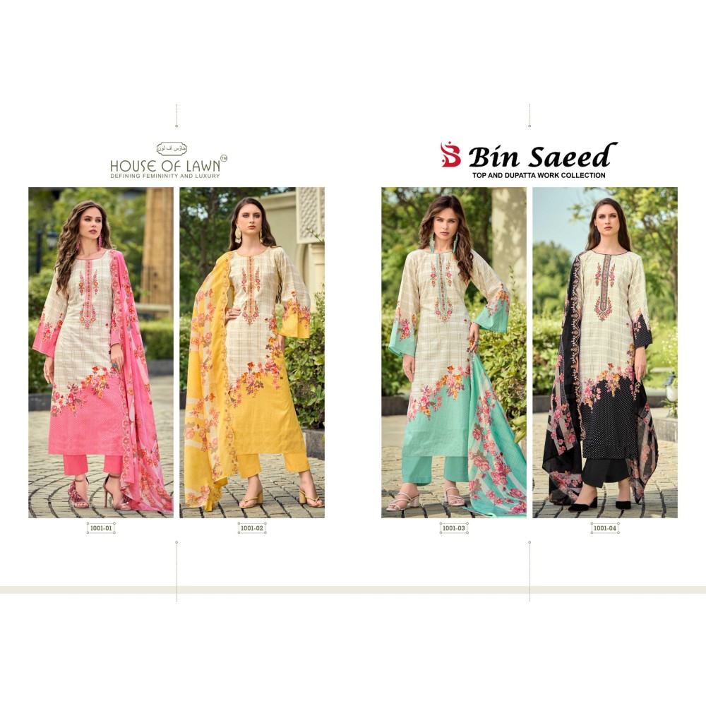 BIN SAEED TOP DUP WORK COLLECTION HOUSE OF LAWN (cotton dupatta)