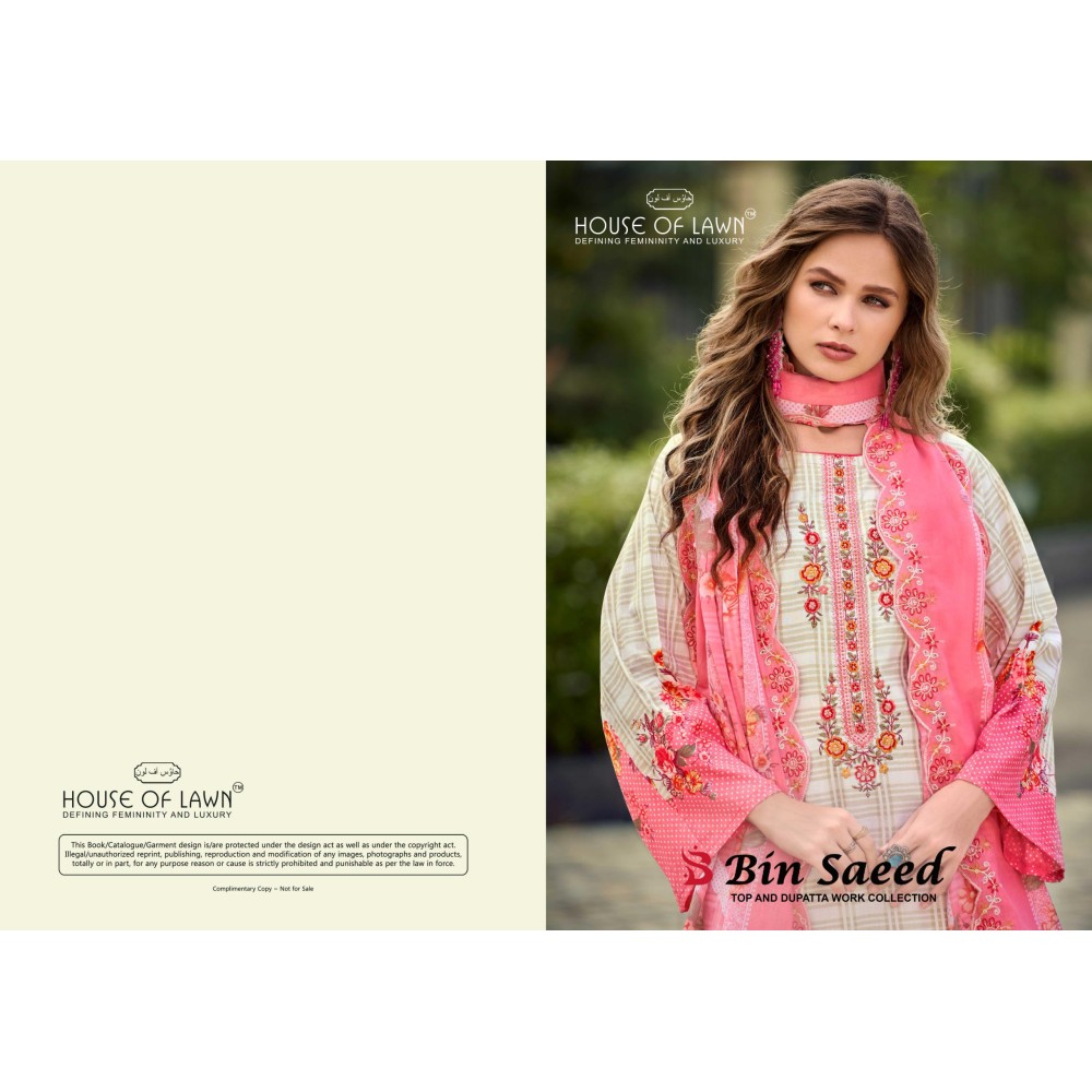 BIN SAEED TOP DUP WORK COLLECTION HOUSE OF LAWN (cotton dupatta)