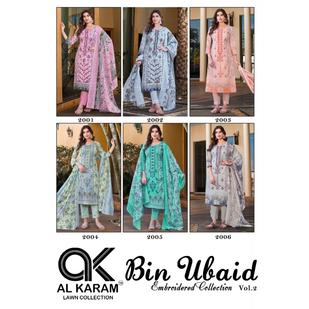 BIN UBAID SELF EMBRODARY COLLECTION R VOL 2  AL KARAM  (Cotton Dupatta)