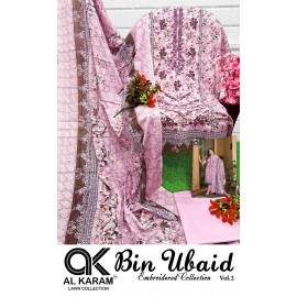 BIN UBAID SELF EMBRODARY COLLECTION R VOL 2  AL KARAM  (Cotton Dupatta)