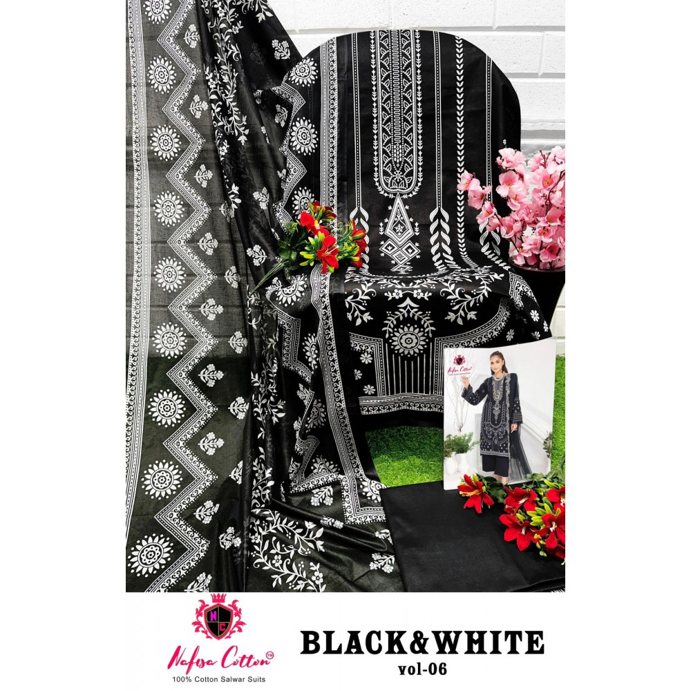 BLACK AND WHITE NAFISHA (Cotton Dupatta)