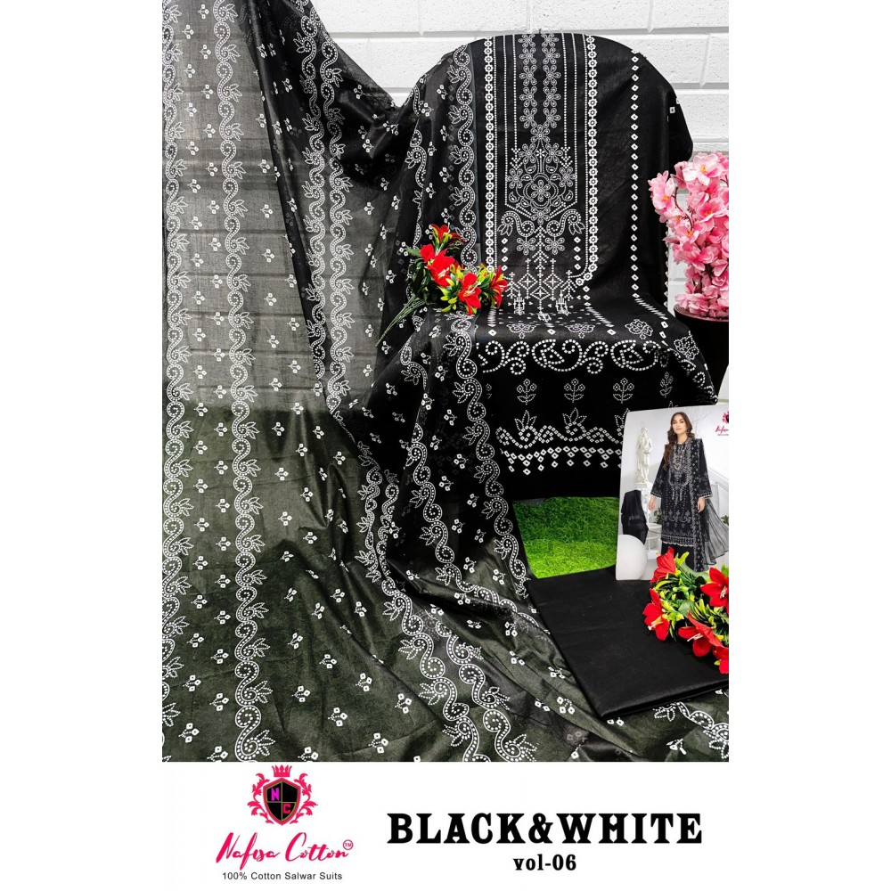 BLACK AND WHITE NAFISHA (Cotton Dupatta)