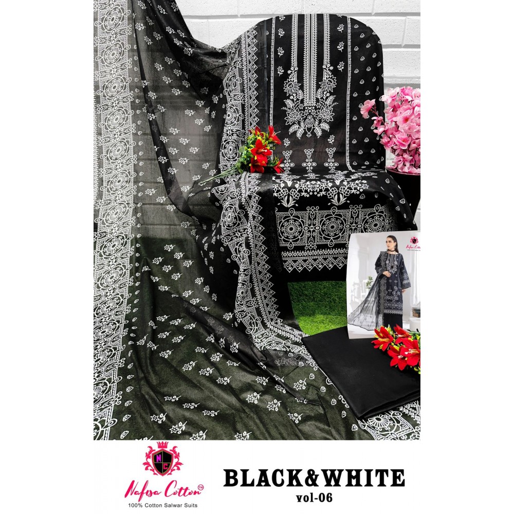 BLACK AND WHITE NAFISHA (Cotton Dupatta)