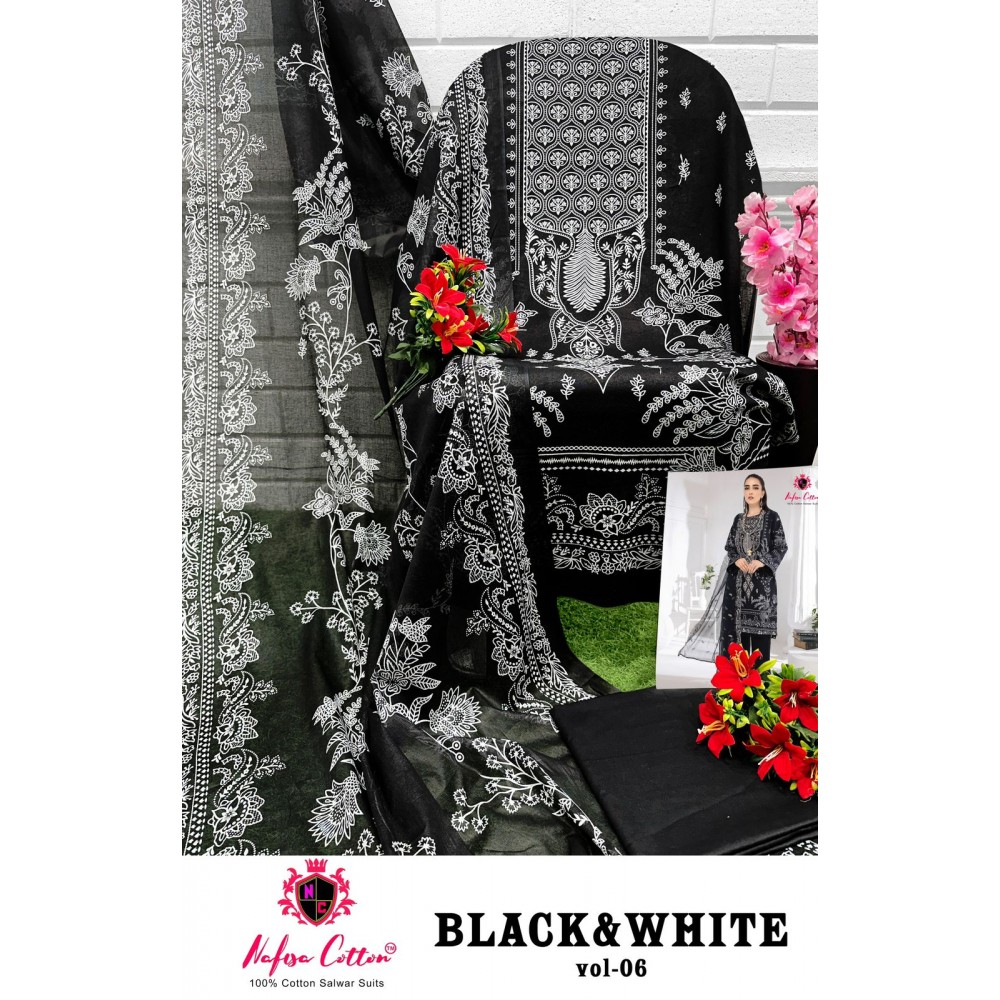 BLACK AND WHITE NAFISHA (Cotton Dupatta)