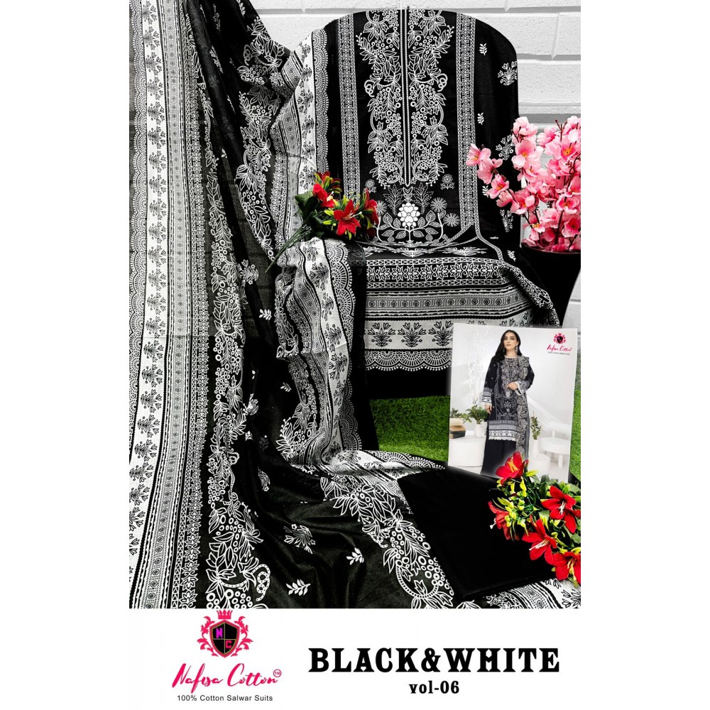 BLACK AND WHITE NAFISHA (Cotton Dupatta)