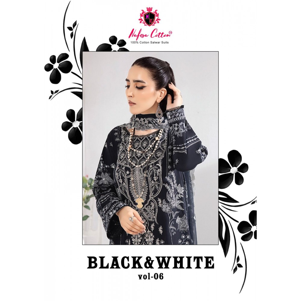 BLACK AND WHITE NAFISHA (Cotton Dupatta)