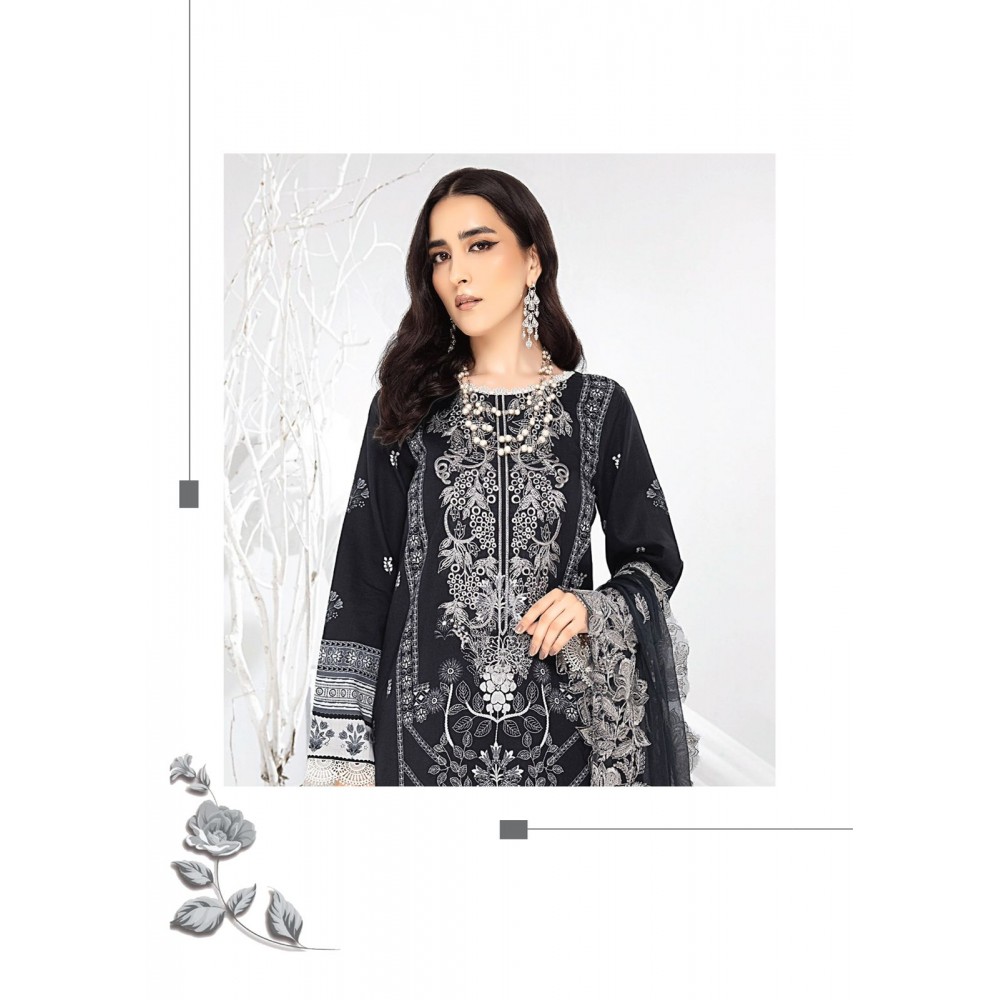 BLACK AND WHITE NAFISHA (Cotton Dupatta)