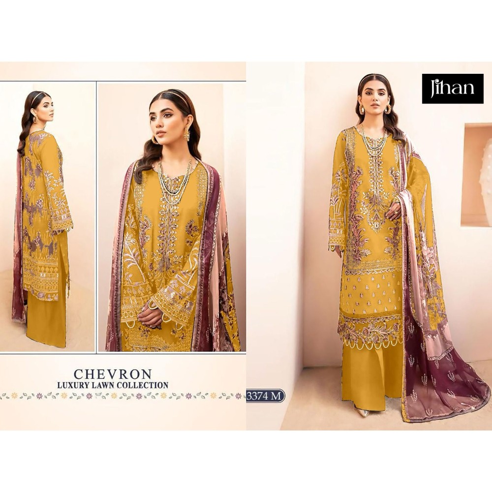 CHEVRON LUXURY LAWN COLLECTION BY JIHAN 3374 (Cotton Dupatta)