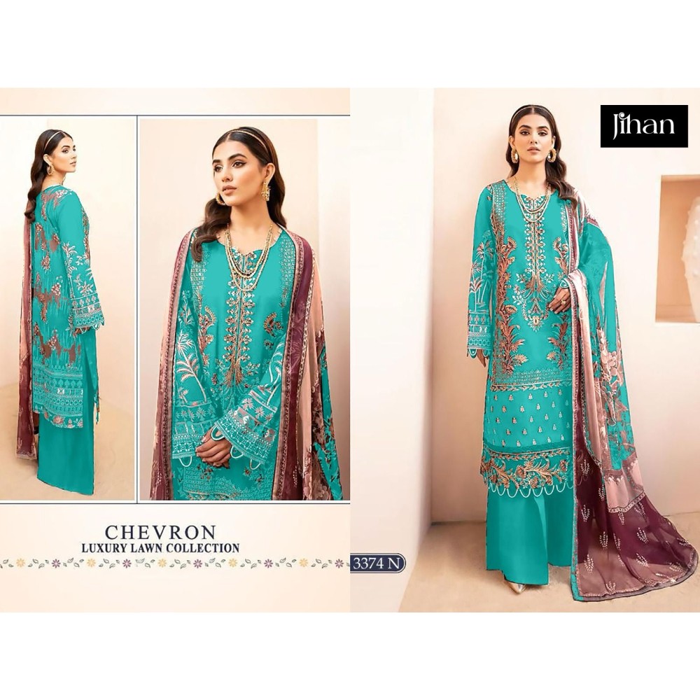 CHEVRON LUXURY LAWN COLLECTION BY JIHAN 3374 (Chiffon Dupatta)