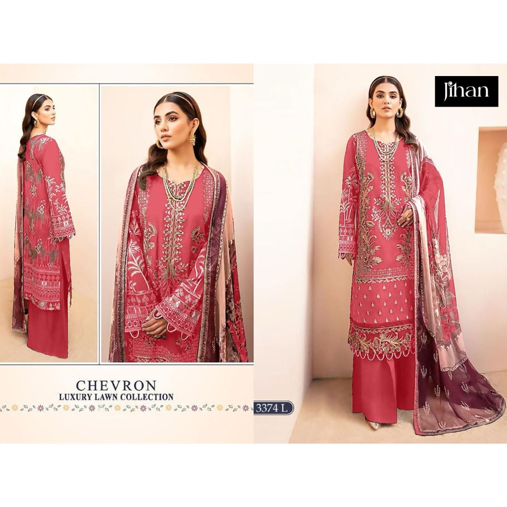 CHEVRON LUXURY LAWN COLLECTION BY JIHAN 3374 (Chiffon Dupatta)