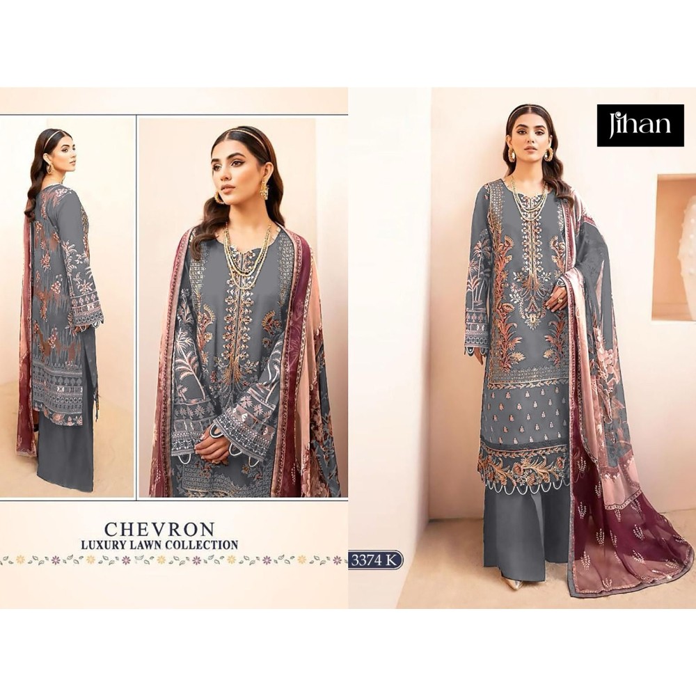 CHEVRON LUXURY LAWN COLLECTION BY JIHAN 3374 (Chiffon Dupatta)