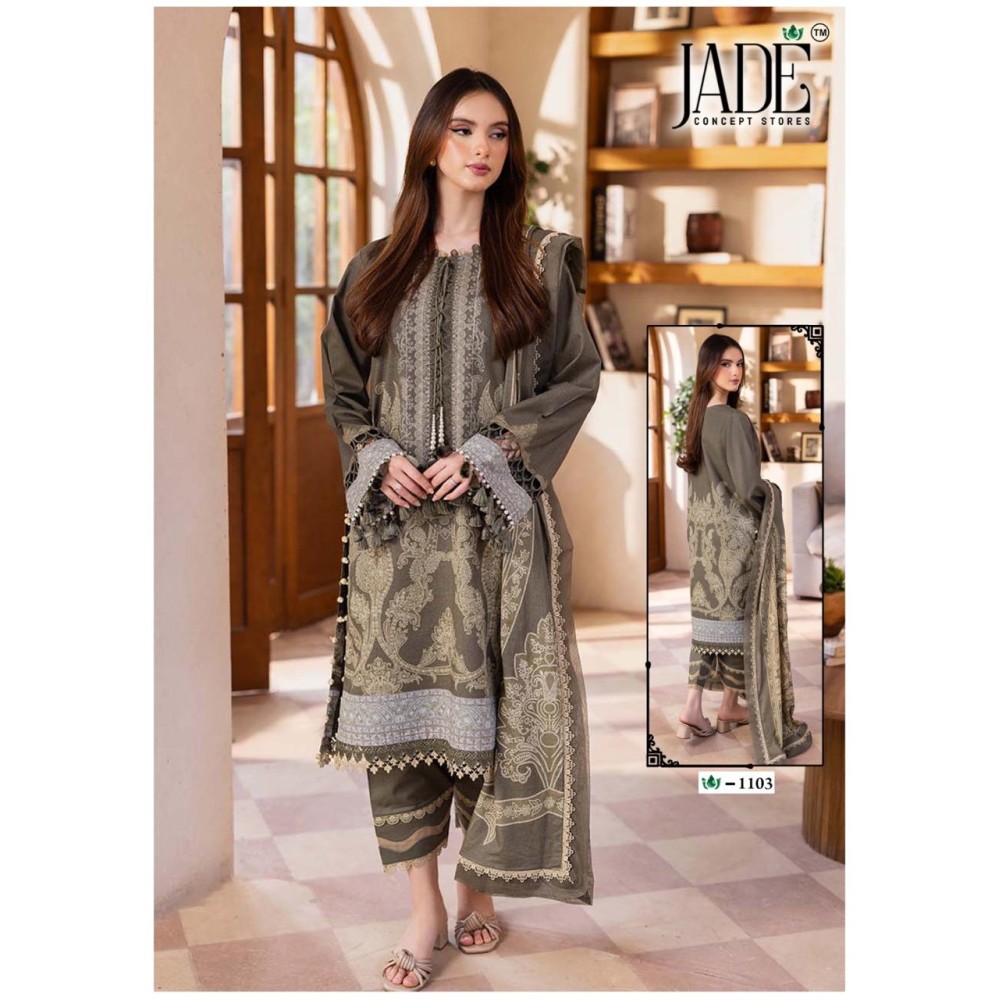 CRIMSON EXCLUSIVE HEAVY LAWN COLLECTION VOL 11 JADE (Cotton Dupatta)