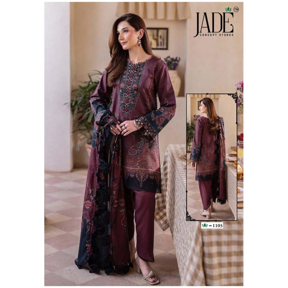 CRIMSON EXCLUSIVE HEAVY LAWN COLLECTION VOL 11 JADE (Cotton Dupatta)