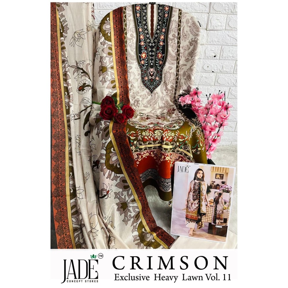 CRIMSON EXCLUSIVE HEAVY LAWN COLLECTION VOL 11 JADE (Cotton Dupatta)