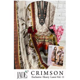 CRIMSON EXCLUSIVE HEAVY LAWN COLLECTION VOL 11 JADE (Cotton Dupatta)