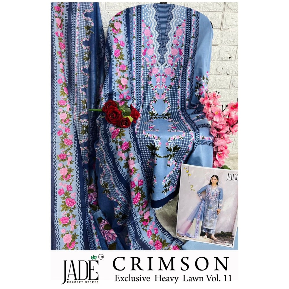 CRIMSON EXCLUSIVE HEAVY LAWN COLLECTION VOL 11 JADE (Cotton Dupatta)