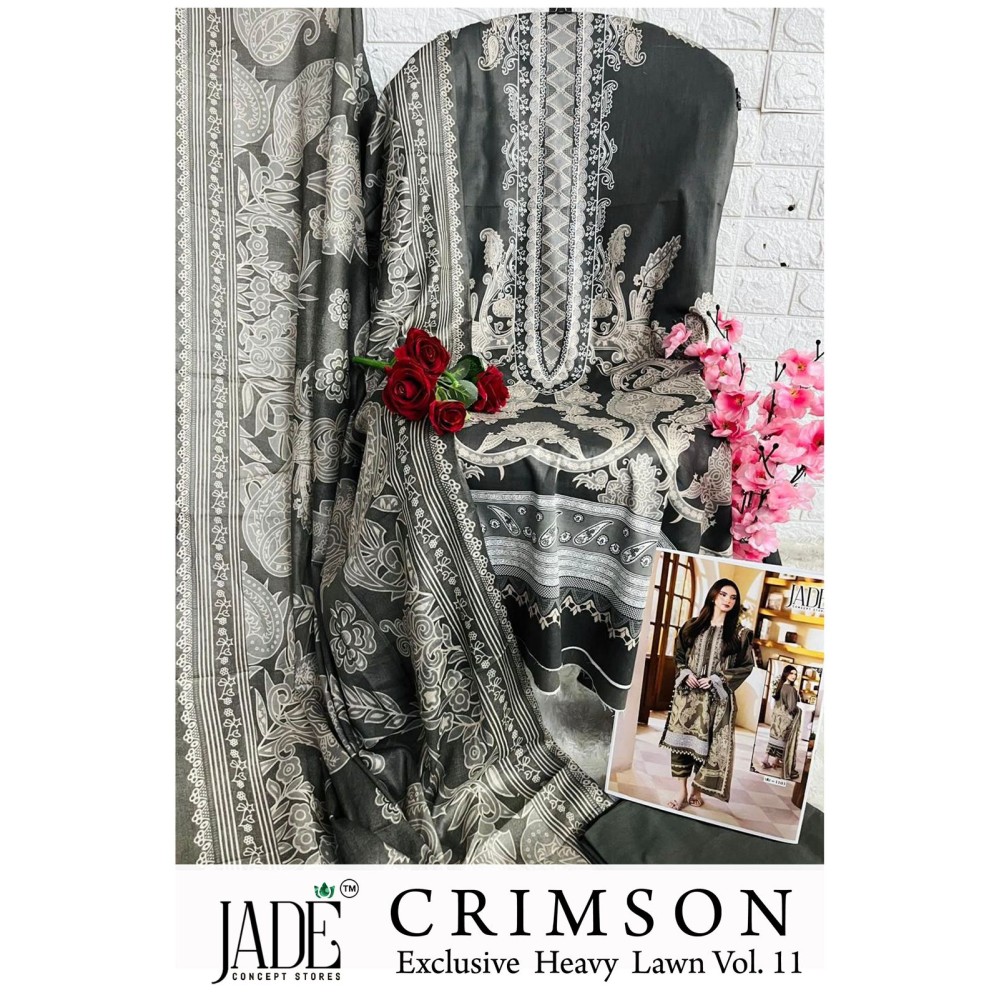 CRIMSON EXCLUSIVE HEAVY LAWN COLLECTION VOL 11 JADE (Cotton Dupatta)