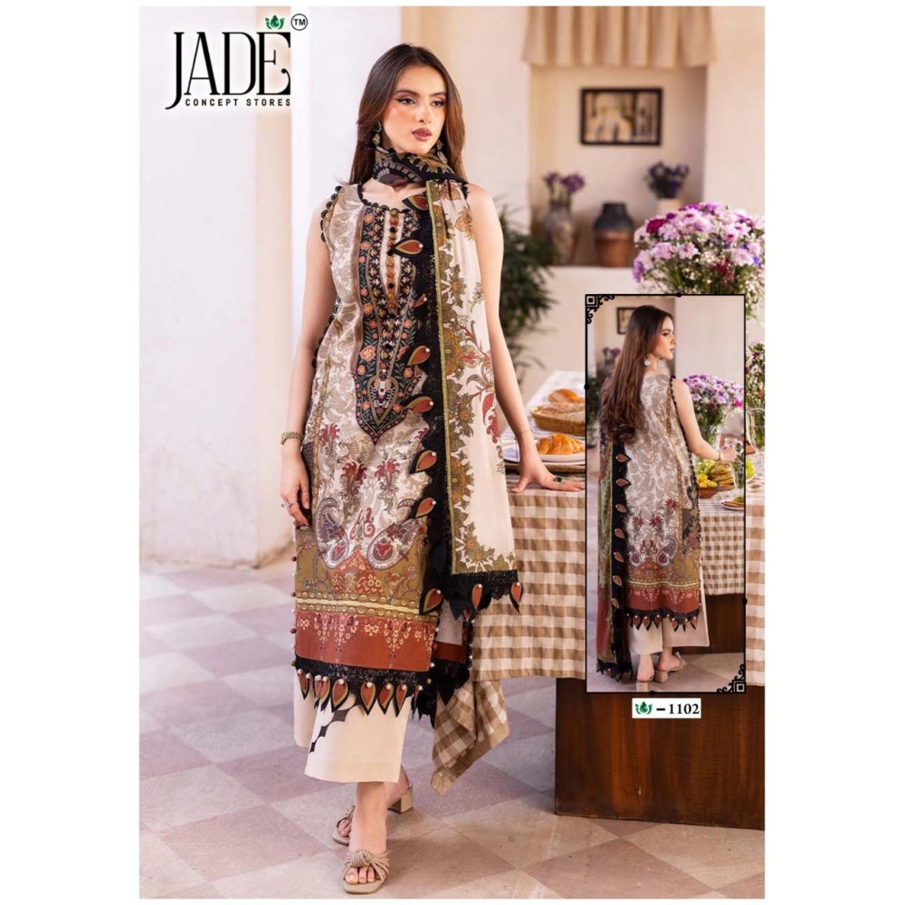 CRIMSON EXCLUSIVE HEAVY LAWN COLLECTION VOL 11 JADE (Cotton Dupatta)