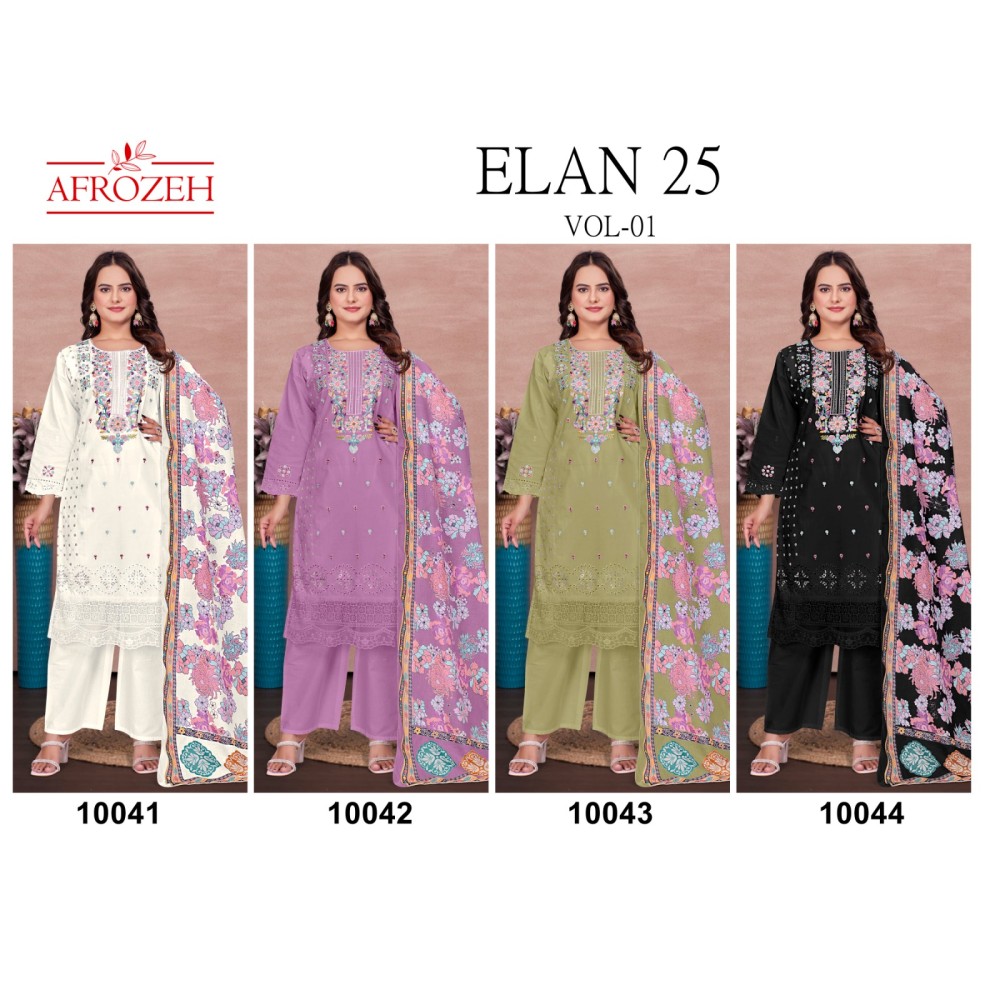 ELAAN 25 VOL 1 LUXURY LAWN COLLECTION AFROZEH (Cotton Dupatta)