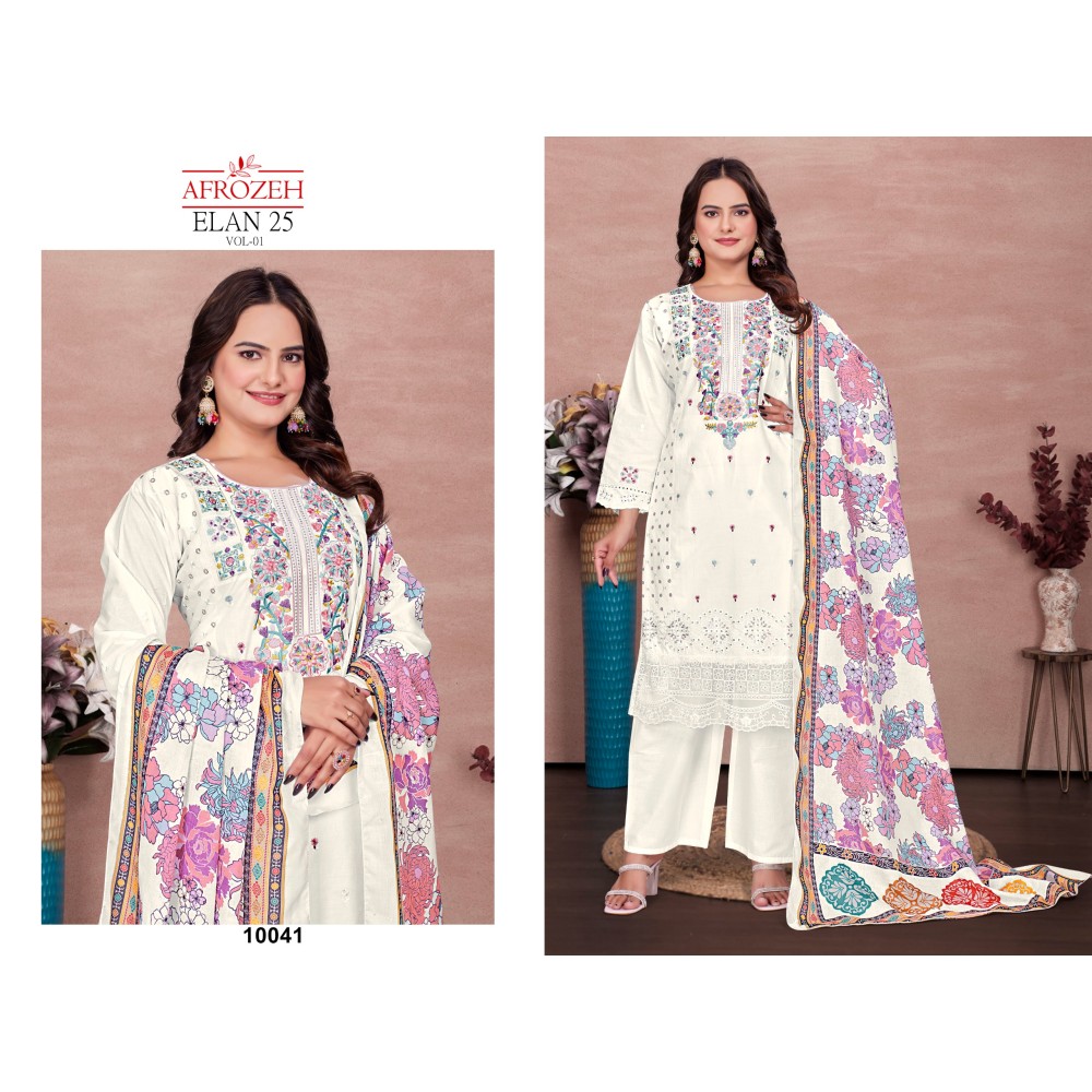 ELAAN 25 VOL 1 LUXURY LAWN COLLECTION AFROZEH (Cotton Dupatta)