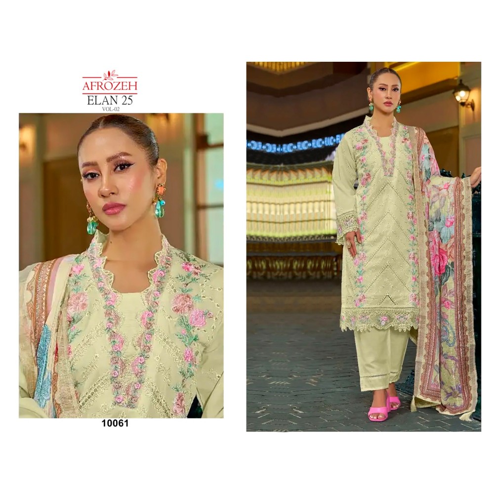 ELAAN 25 VOL 2 LUXURY LAWN COLLECTION AFROZEH (Cotton Dupatta)