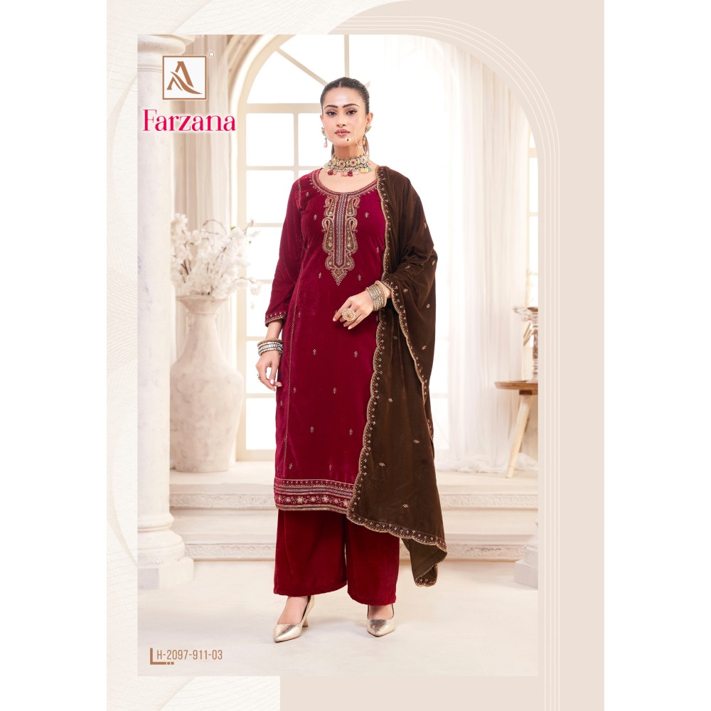FARZANA VELVET ALOK SUITS (Winter Collection)