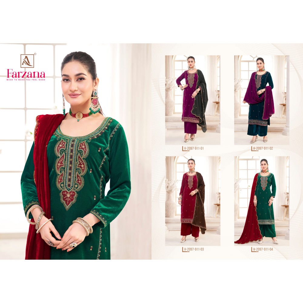 FARZANA VELVET ALOK SUITS (Winter Collection)