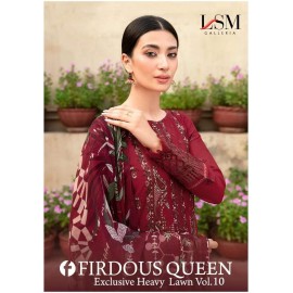 FIRDOUS QUEEN EXCLUSIVE HEAVY LAWN VOL 10 (Cotton Dupatta)